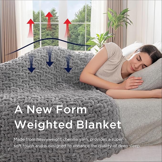Maetoow Handmade 7 lb Soft Knitted Weighted Blanket, 40 x 60 Inch Breathable Chunky Knit Gravity Blanket Throw, Home Decor for Sofa Couch Bed, Sage Green