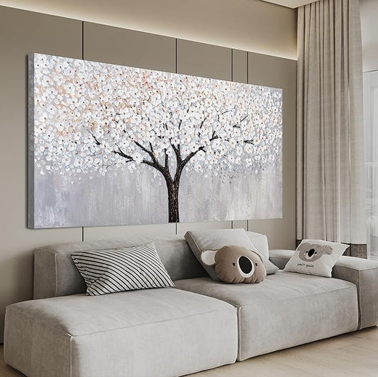 Canvas Wall Art Decor Artwork for Walls Black and White Wall Art Decor Tree of Life Wall Art for Living Room Vintage Tree Flower Wall Art Decorations Prints for Room Home Office Wall Decor 24"X48"