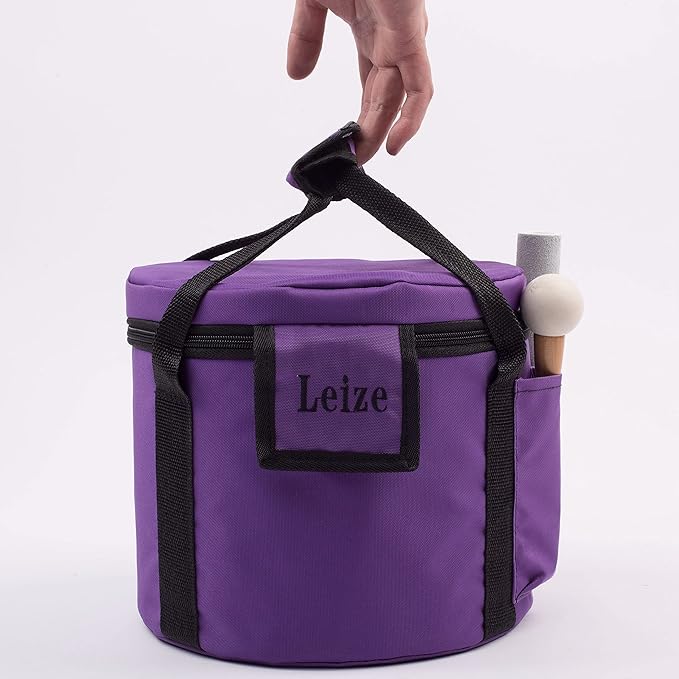 Leize Crystal Singing Bowl Tuned Quartz with Suede Striker Carry Case Bag, Set of 3 PCS 432HZ 6" B 7" G 8" F, Frosted White