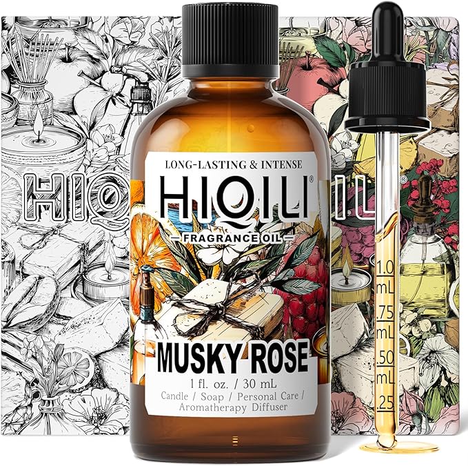 HIQILI Musky Rose Fragrance Oil for Hotel Diffuser, Luxury Scents, for Making Aromatherapy Candle, Perfume, Scented Home Decor- 1 Fl Oz
