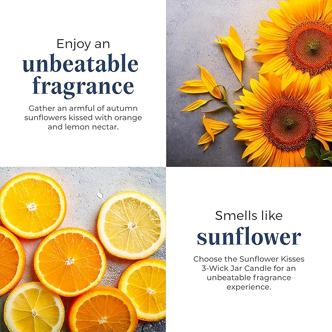 PartyLite 3-Wick Jar Candle, Highly Fragranced Clean Burning Glass Candle, 25-45 Hours Burn Time (Sunflower Kisses)
