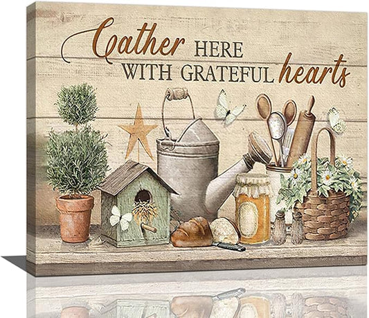 Farmhouse Kitchen Wall Art Country Kitchen Wall Decor Farm Rustic Sign Pictures Canvas Painting Artwork Home Decorations for Living Room Bedroom Bathroom Office 24"x20"