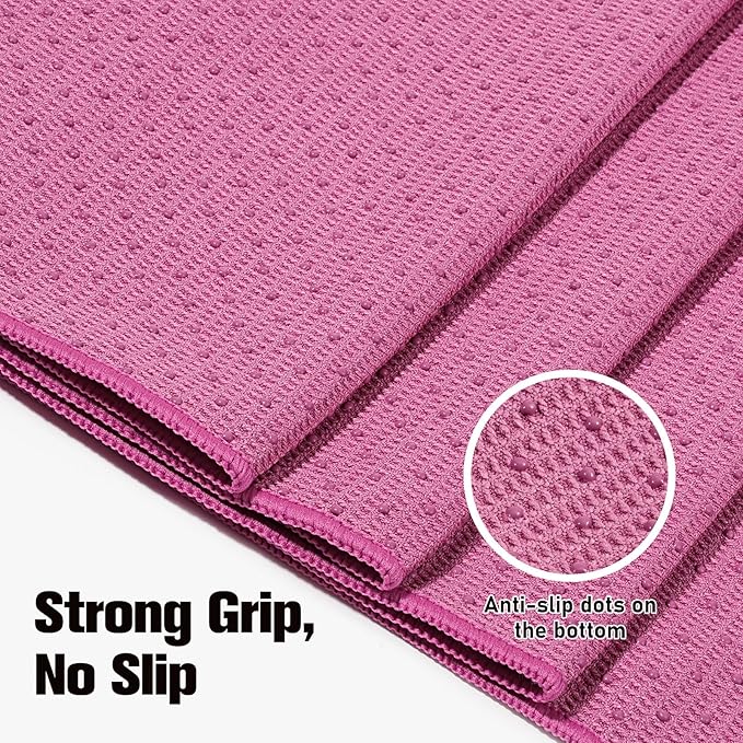 MoKo Hot Yoga Towel, Non-Slip Yoga Mat Towel with Grip Dots, 74.4"×27.3" Yoga Mat Cover for Pilates, Fitness, Meditation