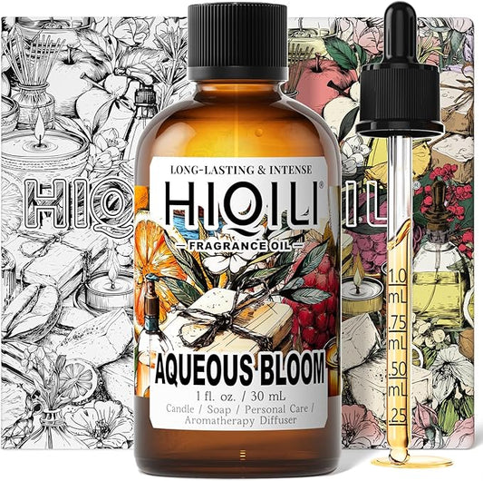 HIQILI Aqueous Bloom Fragrance Oil for Diffusers, Black Currant Leaf‌ & Jasmine, Candles & Soap Making, Long-Lasting Scent - 1 Fl Oz