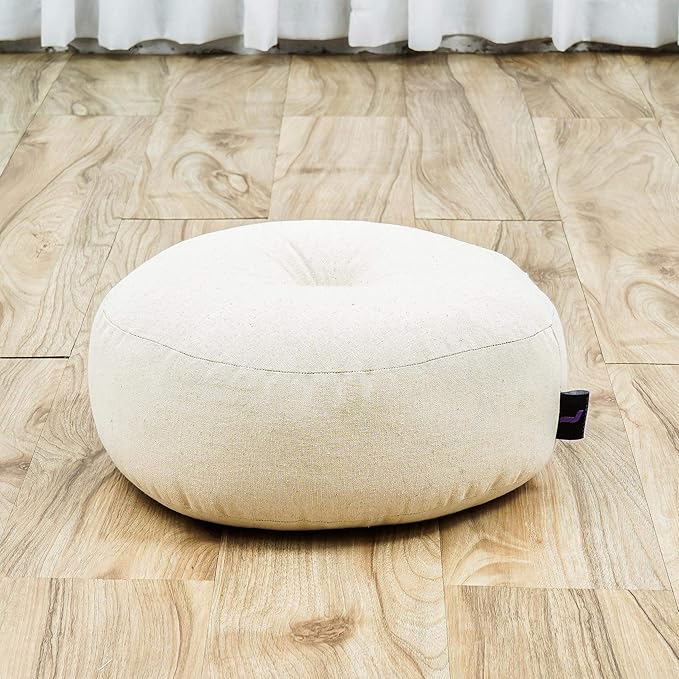 Leewadee Meditation Cushion Set – 1 Small Zafu Yoga Pillow and 1 Small Roll-Up Zabuton Mat Filled with Kapok