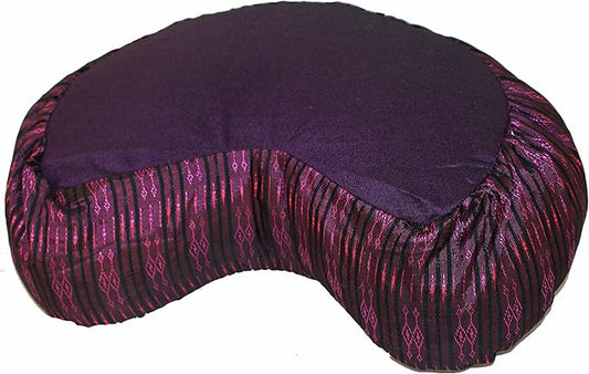 Meditation Cushion Crescent Zafu - Global Weave Violet