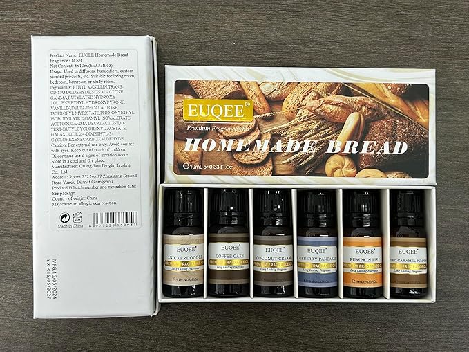 6PCS Premium Fragrance Oils for Homemade Bread-10ml-Pumpkin Pie, Coconut Cream, Snickerdoodle, Coffee Cake, Blueberry Pancakes, Salted Caramel Pumpkin
