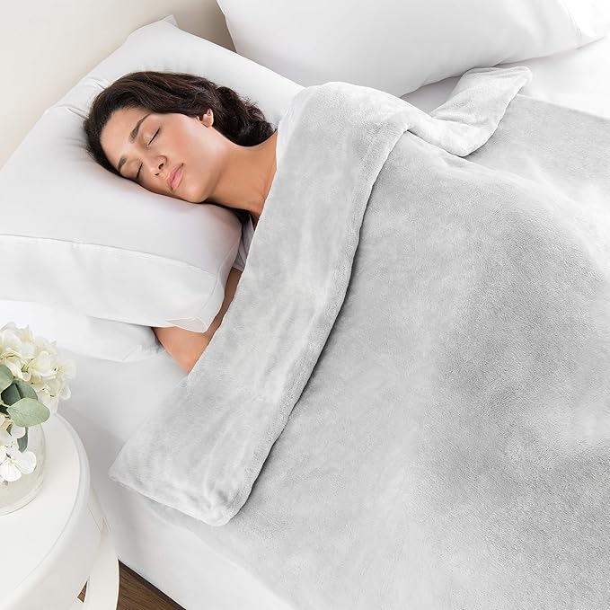 15 lbs Plush Weighted Blanket with Removable & Washable Cover, Grey (48 in. x 72 in.)