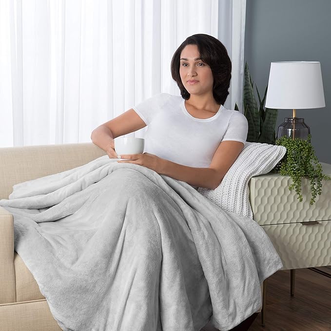 15 lbs Plush Weighted Blanket with Removable & Washable Cover, Grey (48 in. x 72 in.)