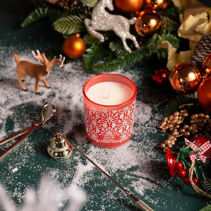 Christmas Scented Jar Candle - 6oz Soy Wax Candle - Infused with Floral Aroma - with Beautiful Keepsake Box Special for Holiday Gifts