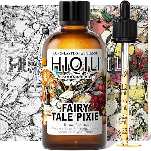 HIQILI Fairy Tale Pixie Fragrance Oil, Peach & Lemon Scents, for Making Soap, Room Spray, Body Scrub, Hotel Luxury, Home Diffuser, Secret Wish - 1 Fl Oz