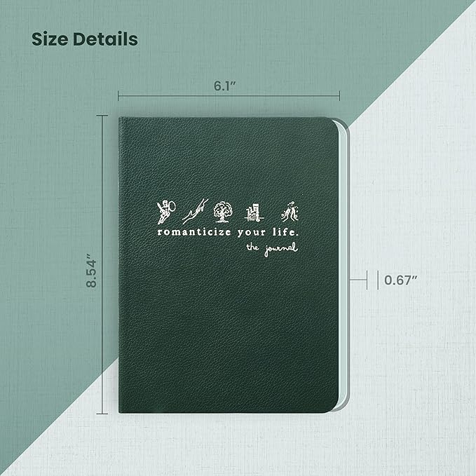 Journal To Romanticize Your Life: Original Daily Gratitude Journal, Reflection Manifestation Journal for Mindfulness, Guided Mindfullness Green (2) (+200 Tips, Authenticity, Minimalism, Men&Women)