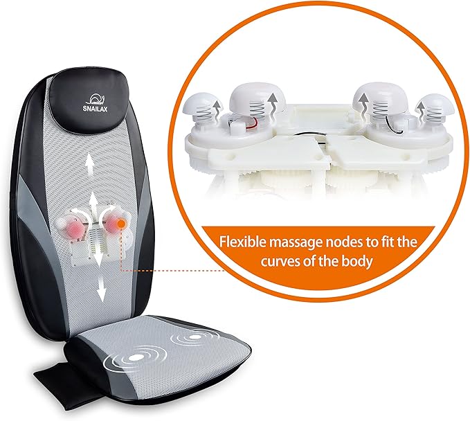 Snailax Shiatsu Back Massager with Heat Massage Chair Pad Kneading Back Massager for Pain Relief Deep Tissue Chair Massage Pad for Office Home, Gifts for Dad,Mom