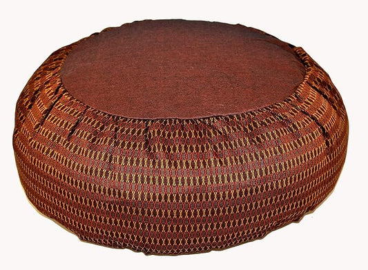 Meditation Cushion Zafu Pillow Buckwheat Fill - Global Weave Fabric Crisscross Copper