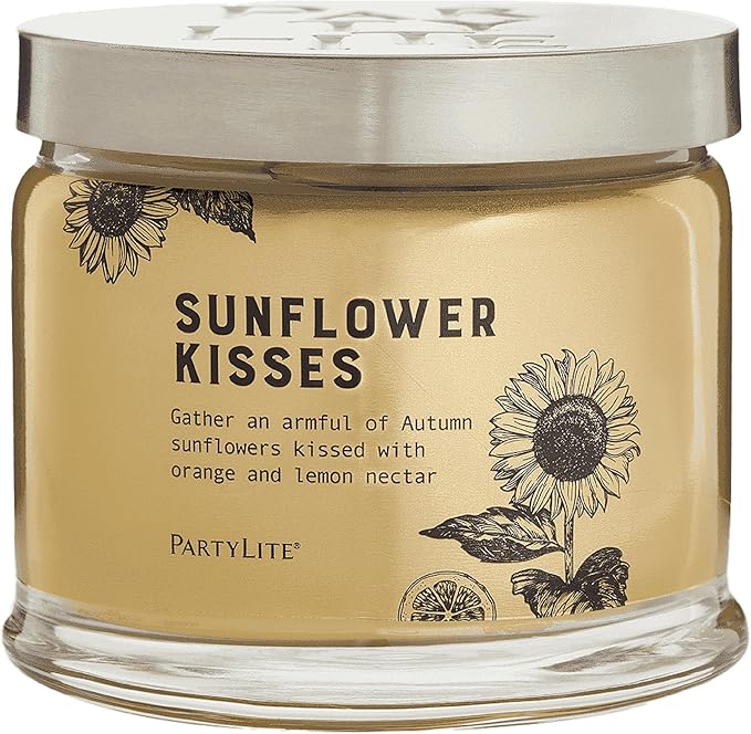 PartyLite 3-Wick Jar Candle, Highly Fragranced Clean Burning Glass Candle, 25-45 Hours Burn Time (Sunflower Kisses)