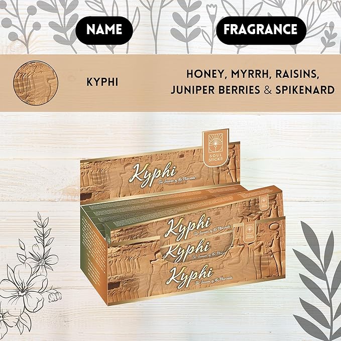 SOUL STICKS Handmade Incense Sticks Mystic Spirit Blends 180 Gram 12 Pack Box | 100% Natural Masala Incense Organic Home Fragrance Agarbatti (Kyphi)