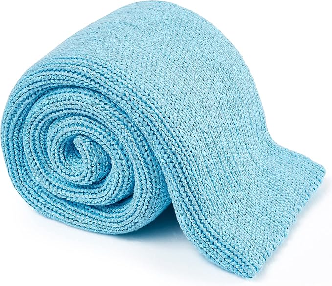 Guohaoi Knitted Weighted Blanket(Blue 50"x60" 10lbs),Home Décor Cooling Throw Blanket for Hot Sleepers,Hand Made Chunky Knit Heavy Blanket or Adults Use on Twin Size Bed