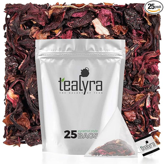 Tealyra - Cherry Goddess - 25 Bags - Fruity Herbal Loose Leaf Tea - Caffeine-Free - Vitamin Rich - Hot and Iced - All Natural - Pyramids Style Sachets