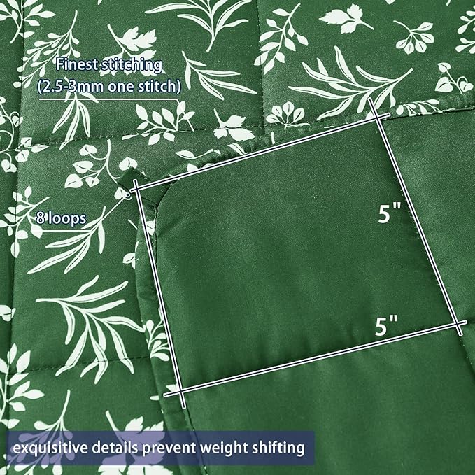 25 lbs weighted blanket Queen Size for Adults (60”x 80”, Forest) Cooling Heavy Blanket for Sleeping Perfect for 240-260 lbs, Winter Thick Breathable Blanket with Premium Glass Bead, Machine Washable
