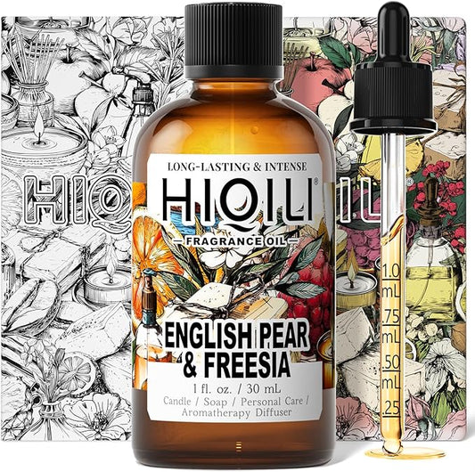 HIQILI English Pear & Freesia Fragrance Oil for Candle, Soap & Perfume Making, Premium Scents for Essential Oil Diffuser, Home Spray - 1 Fl Oz