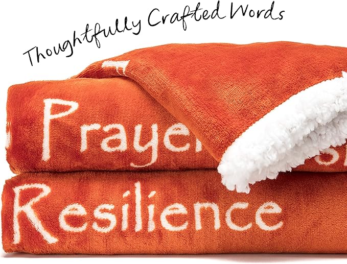 Chanasya Premium Sympathy Warm Hugs Gift Throw Blanket - Healing Gift Cancer Chemo Survivor Get Well Caring Gifts - Comfort Gift Blanket for Love Support Strength -Women Men Friend Grandma - Orange