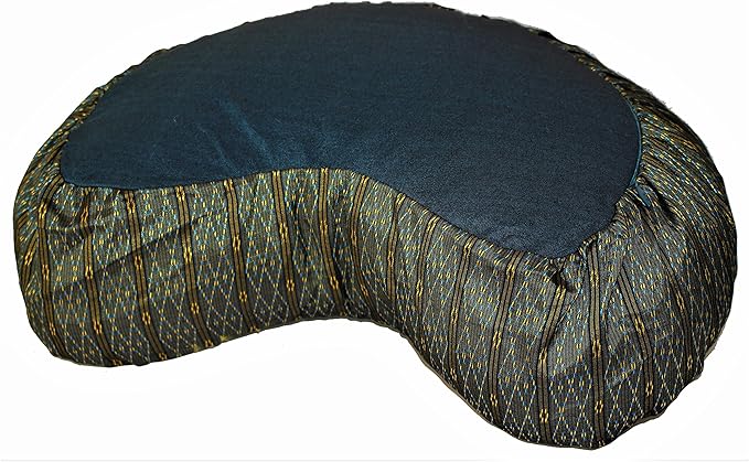 Meditation Cushion Crescent Zafu - Global Weave Teal