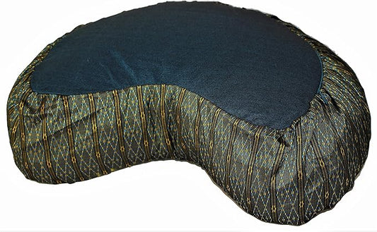 Meditation Cushion Crescent Zafu - Global Weave Teal