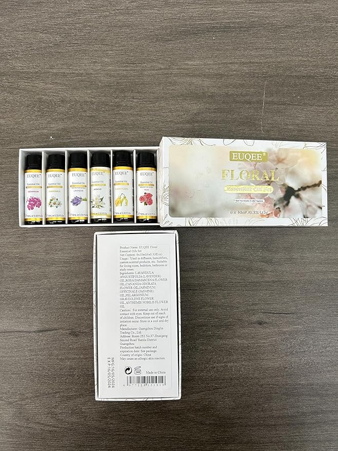 Floral Essential Oils Set of 6 Pure Essential Oil Gift Set for Diffusers, Soap & Candle Making - Lavender, Rose, Ylang Ylang, Jasmine, Geranium, Chamomile Aromatherapy Oils - 10ml