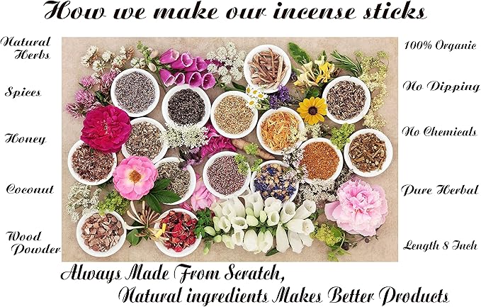 Raajsee Lavender Incense Sticks 15 Sticks x 5 Pack -100% Pure insense Organic Natural- Hand Rolled Free from Chemicals -incent Stick Perfect for Church Aromatherapy, Stress Relief, Meditation