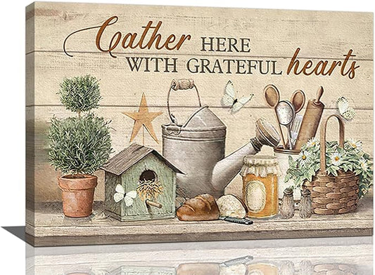 Farmhouse Kitchen Wall Art Country Kitchen Wall Decor Farm Rustic Sign Pictures Canvas Painting Artwork Home Decorations for Living Room Bedroom Bathroom Office 24"x16"