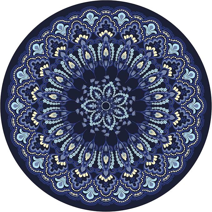 nuveti Large Meditation Mat Round Yoga Mat Pilates Yoga Mat 3.5mm Thick Natural Tree Rubber Base Non Slip, Extra Thick Grip. Thicker, Longer, and Wider for More Comfort and Support（55''x55''）