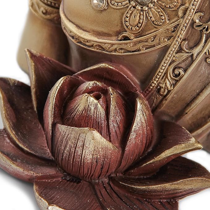 Buddha Statue with Lotus Incense Holder, Buddha Statues for Meditation Zen Spiritual Room feng Shui Yoga Home Decor Accents, Gold Buddah Buda Budda,Shelf Bookshelf Table Decoration