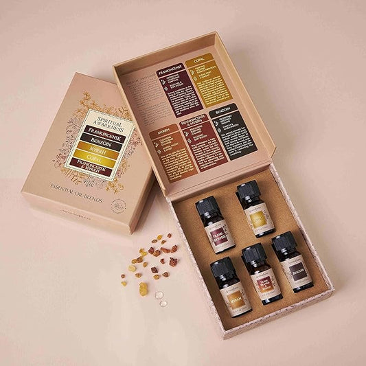 Spiritual Awareness Resin Essential Oil Diffuser Blend Gift Set by Aromafume | Frankincense, Myrrh, Benzoin, Copal, Frankincense & Myrrh | 5 x 10ml | Stimulate a Connection | Charged with Pure Resins