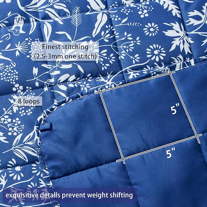 yescool Weighted Blanket for Adults (20 lbs, 60” x 80”, Indigo) Cooling Heavy Blanket for Sleeping Perfect for 190-210 lbs, Queen Size Breathable Blanket with Premium Glass Bead, Machine Washable