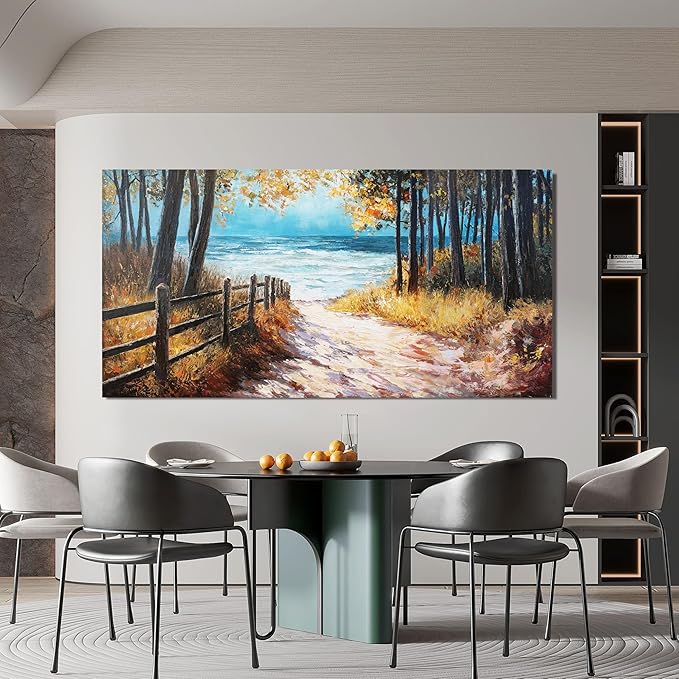 Canvas Wall Art Decor Artwork for Walls Nature Landscape Wall Art Decor Coastal Beach Forest Wall Art for Living Room Canvas Modern Art Wall Decor Prints Art Work for Home Office Wall Decor 24" X 48"