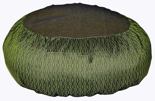 Meditation Cushion Zafu Pillow Buckwheat Fill - Global Weave Fabric Green