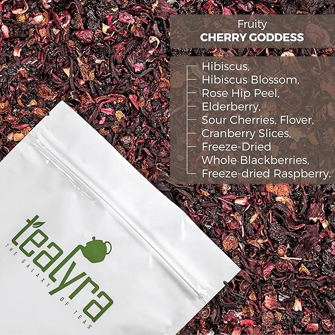 Tealyra - Cherry Goddess - Fruity Herbal Loose Leaf Tea - Caffeine-Free - Vitamin Rich - Hot and Iced - All Natural - 8 ounce