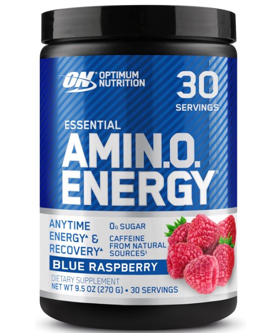 Optimum Nutrition Amino Energy - Pre Workout with Green Tea, BCAA, Amino Acids, Keto Friendly, Green Coffee Extract, Energy Powder - Blue Raspberry, 30 Servings (Packaging May Vary)